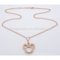 3mm 24" stainless steel rose gold mickey head locket chain charm necklace floating charm locket chain necklace